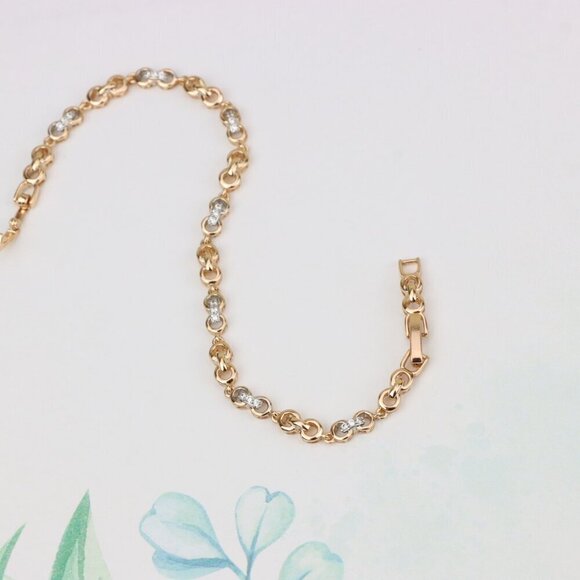 "Sparkling Rose Gold Bracelet with Dainty Crystal Accents, XPBL0732 - Picture 4 of 12